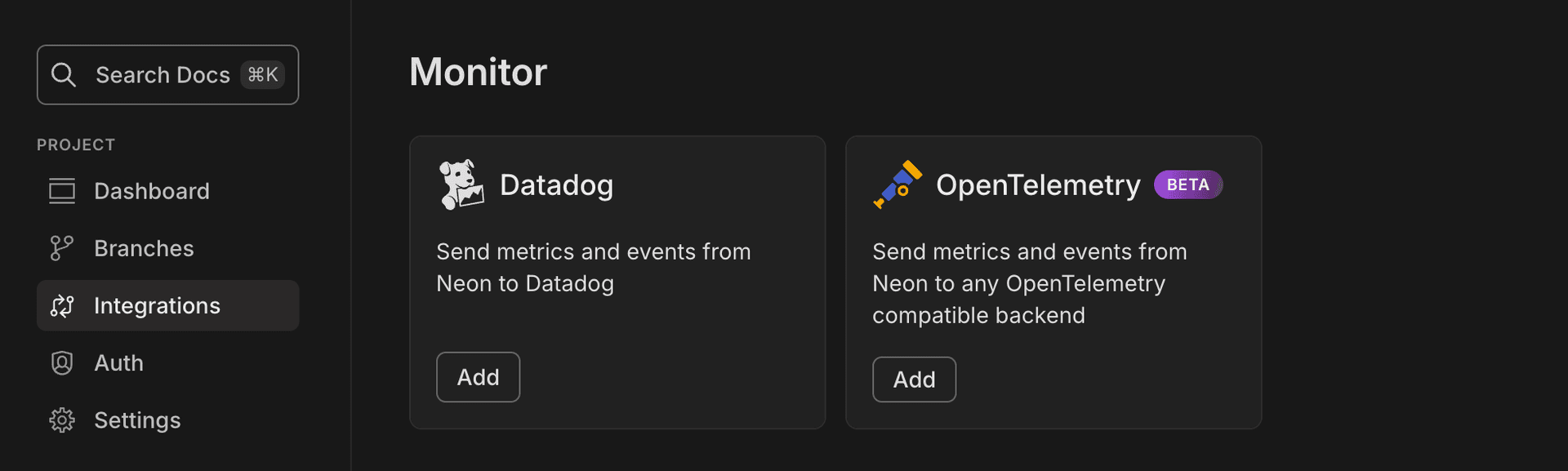 open telemetry integration card