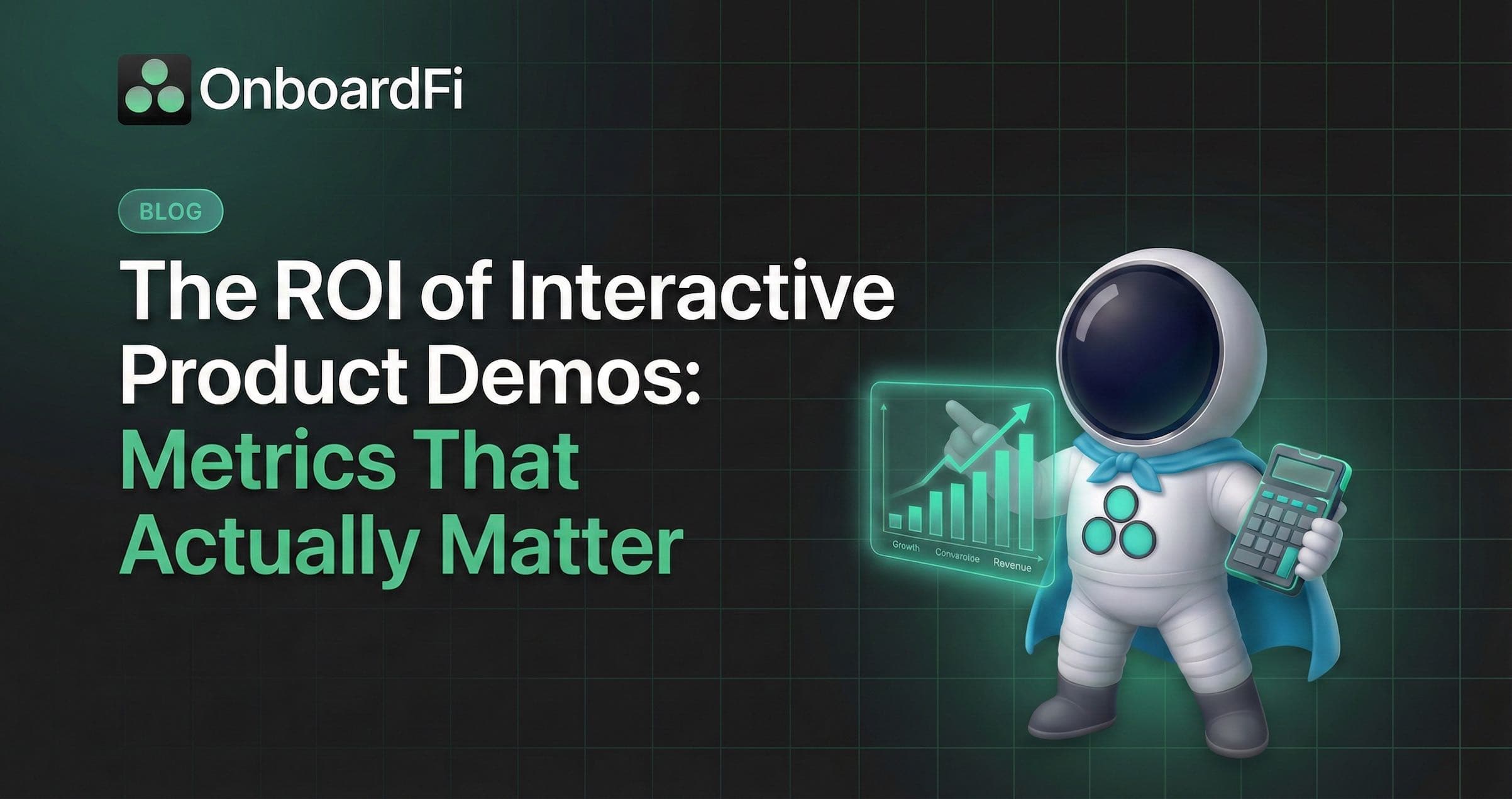 Dashboard showing interactive product demo metrics including completion rate, conversion lift, and pipeline attribution